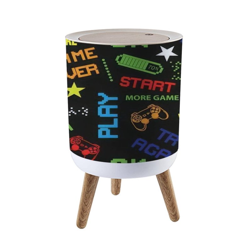 EINGDVPRWEK gaming pixel trash can game room on a white background.