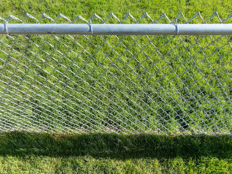 chain link fence installed in lush green lawn