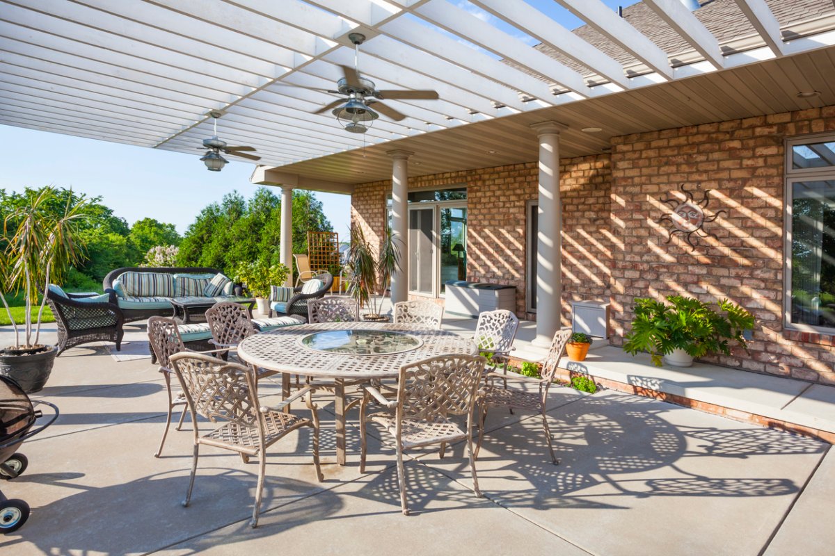 Sunny Patio Under Pergola