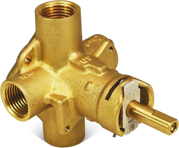 A brass pressure-balancing valve.