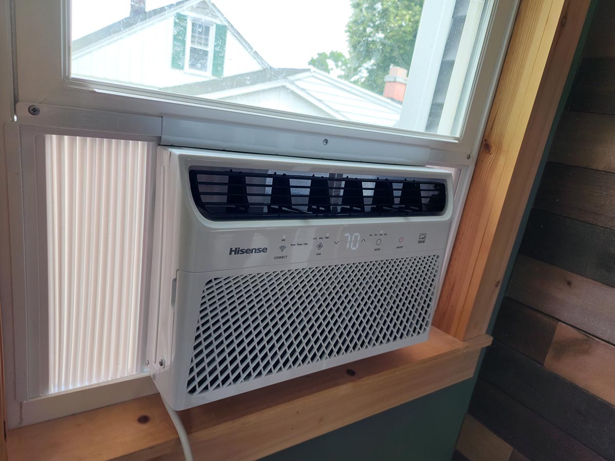 Side view of Hisense Air Conditioner in window