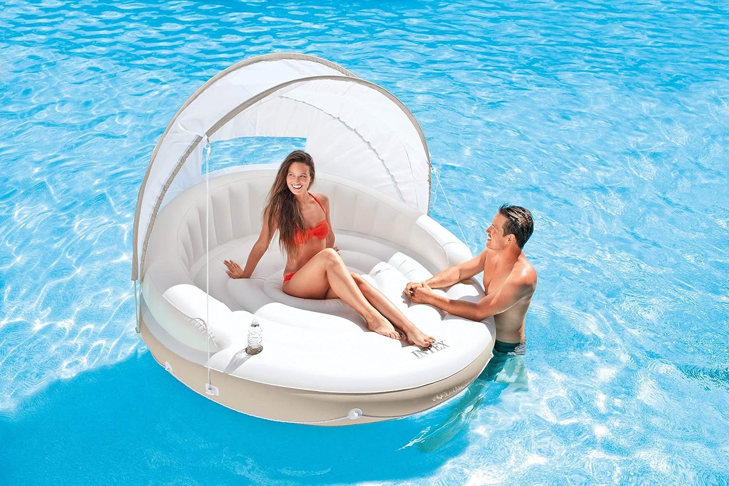 Intex 58292EP Canopy Island Inflatable Pool Float in a swimming pool
