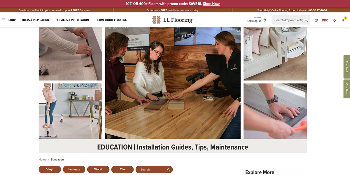 LL Flooring Review Resources page