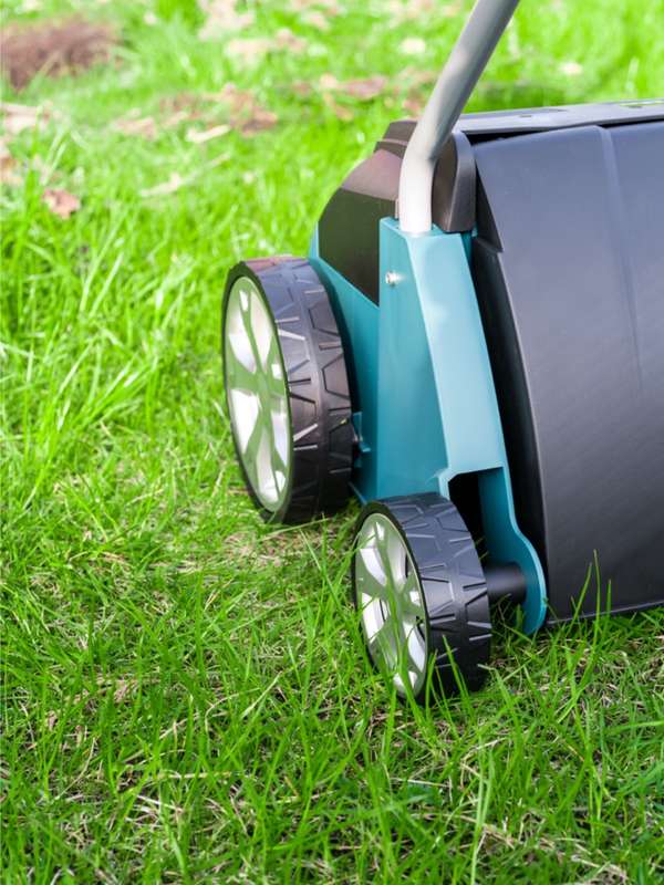 Close up of aerating machine for a lawn.