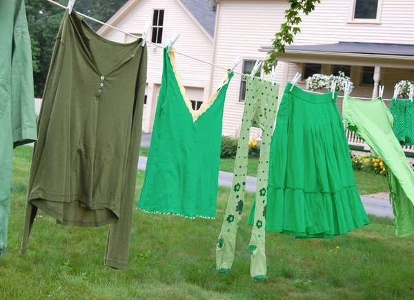 Clothes drying on an outdoor clothesline