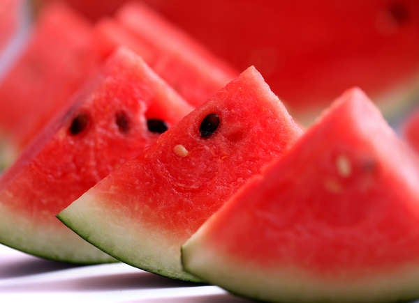 close up of watermelon slicees