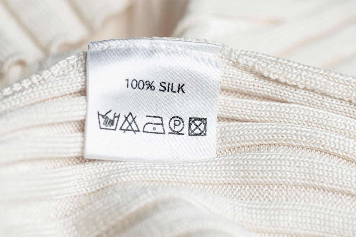 Silk tag on sweater