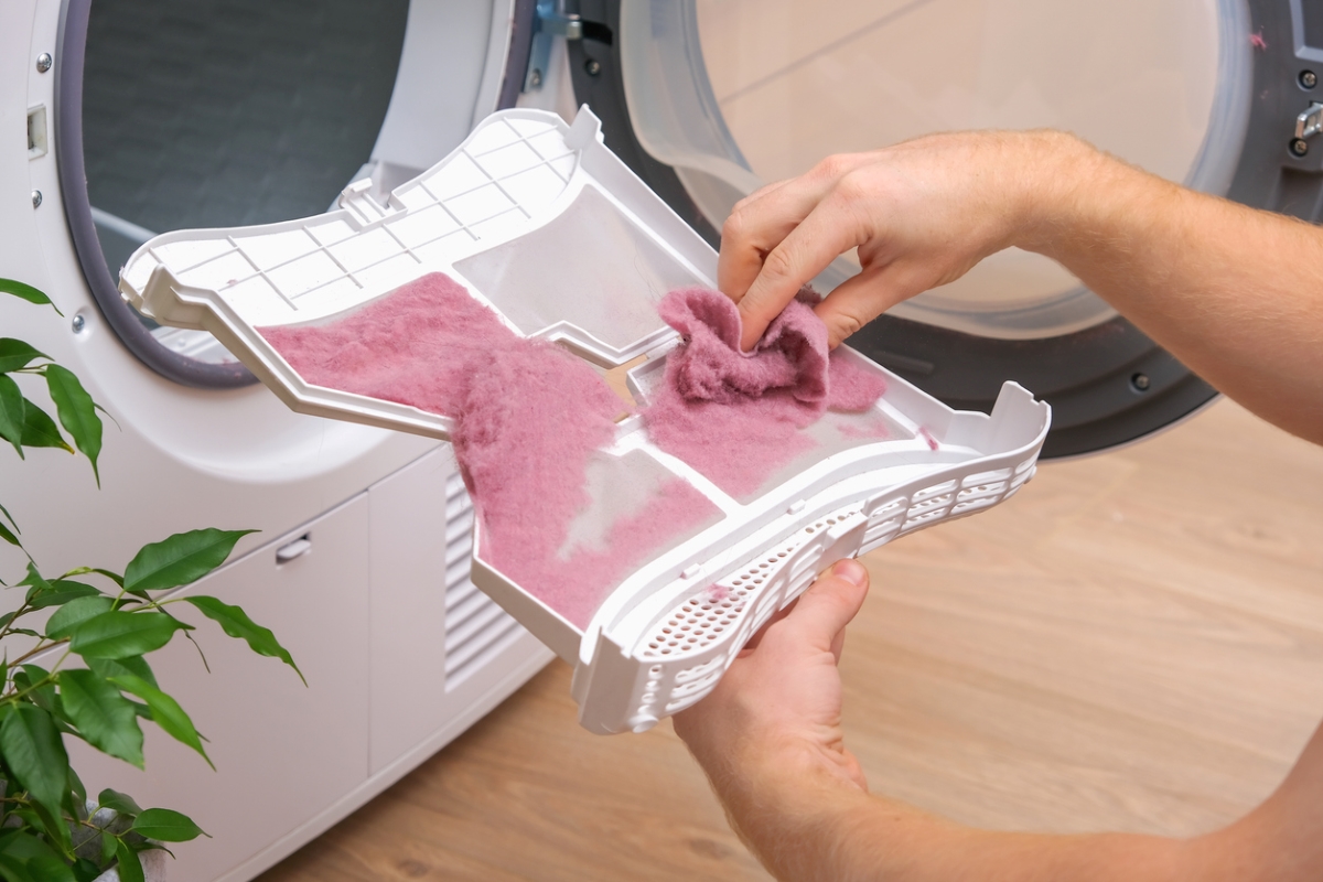 Taking pink lint out of dryer