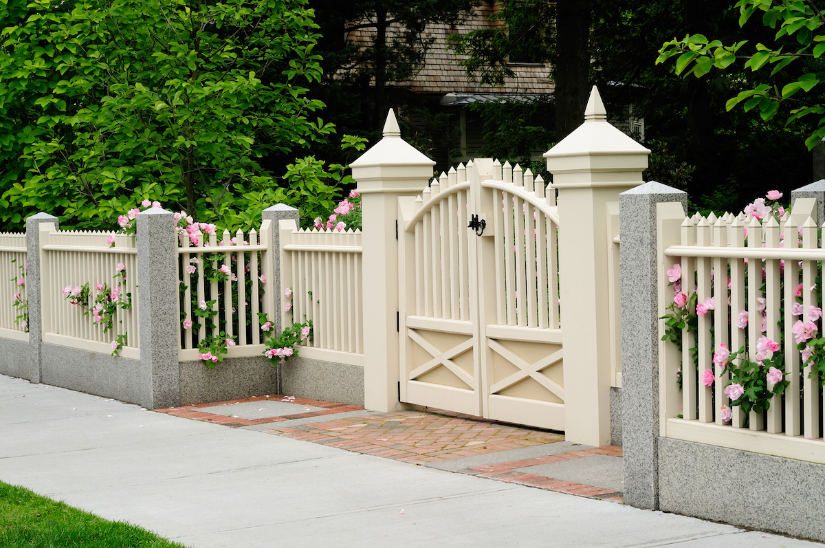 large picket fence made with marble and metal