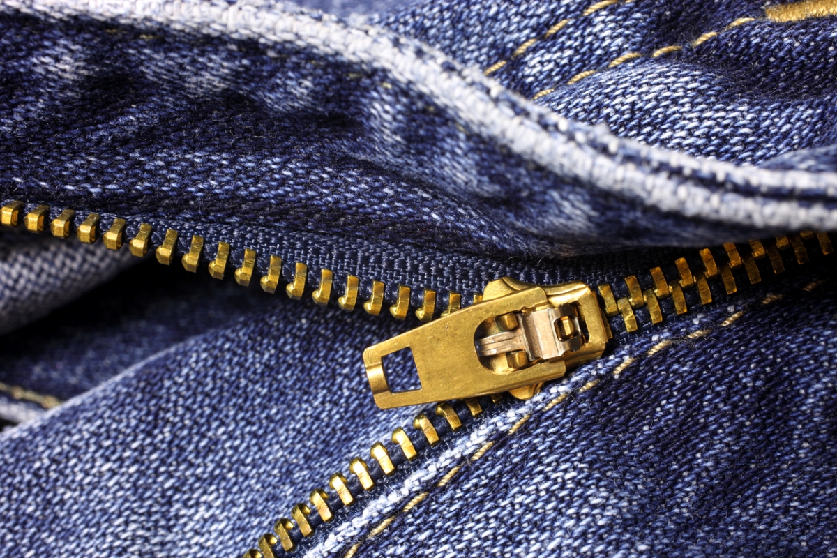 Close up to jean zipper