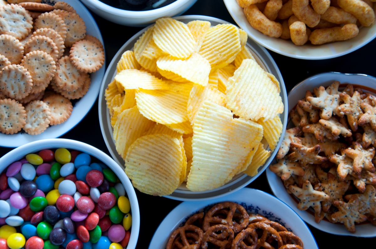 Bowl of different snacks