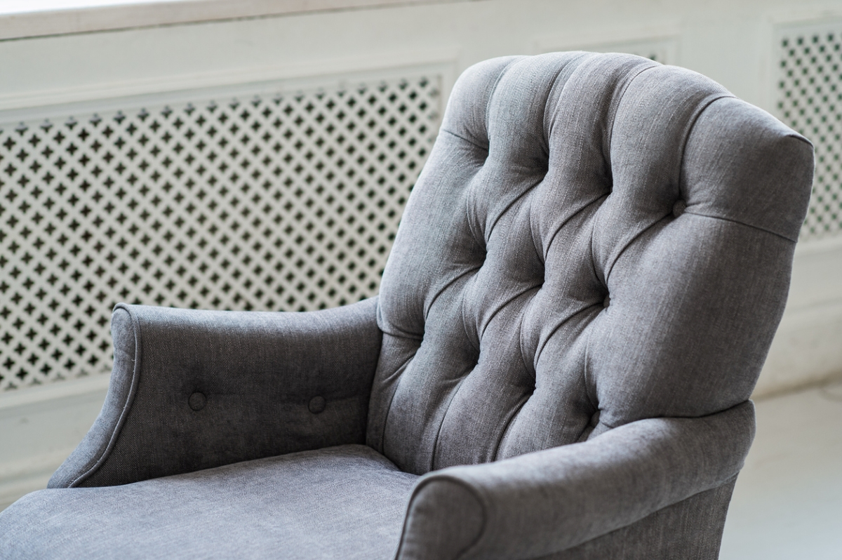 Gray upholstered chair