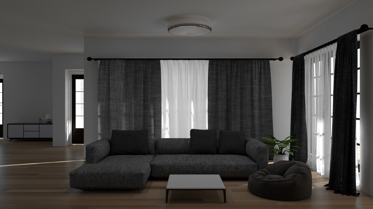 Dark living room interior