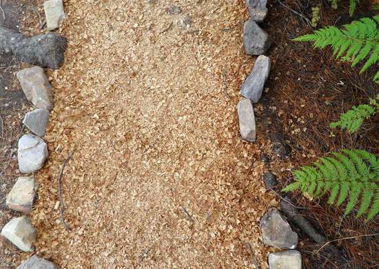 Path lined with sawdust