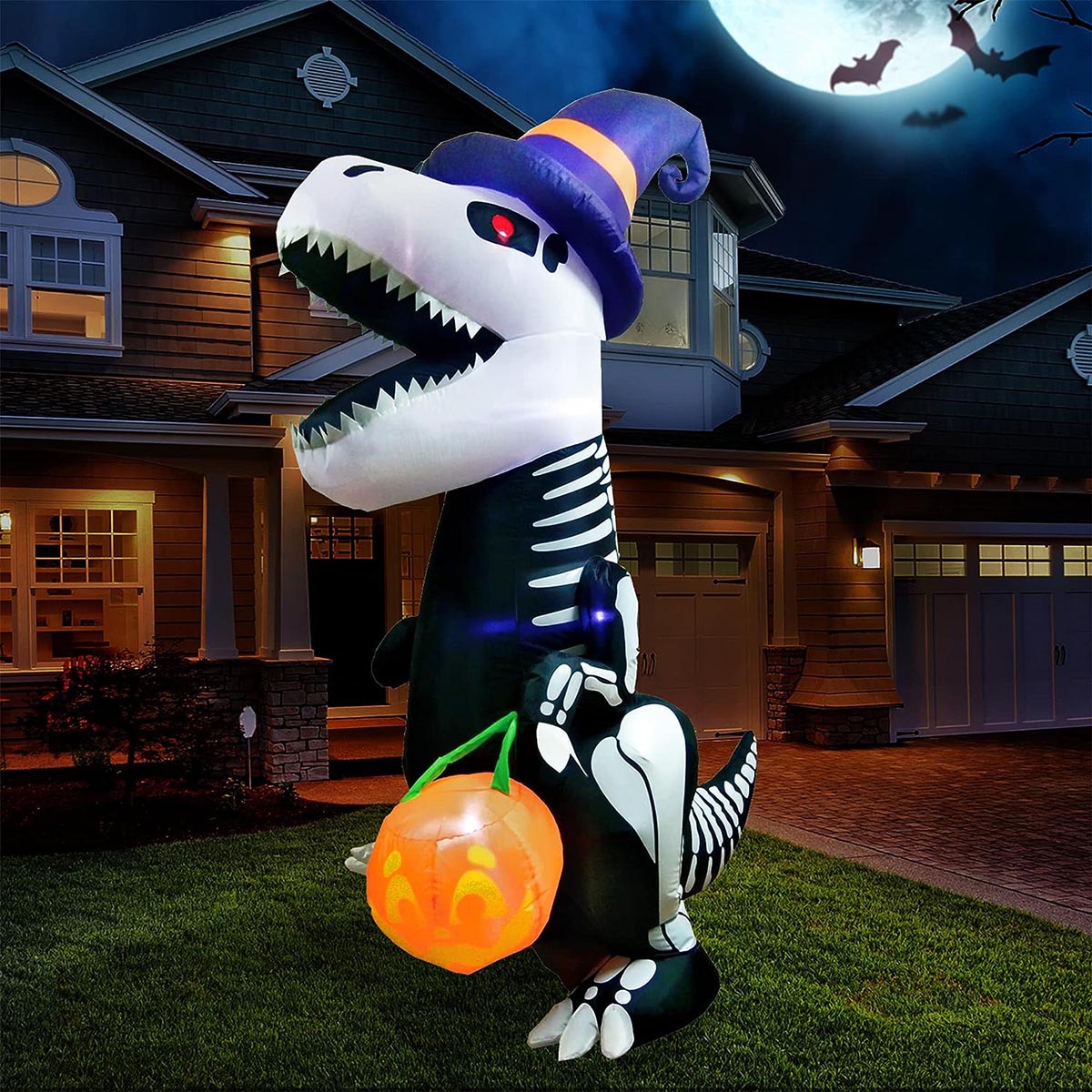 Best Large Halloween Decoration Option Joiedomi Halloween 8 FT Inflatable Skeleton Dinosaur