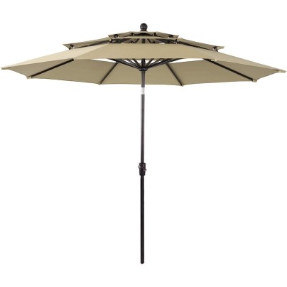 The Best Patio Umbrellas for Windy Conditions Option: Phi Villa 10-Foot 3-Tier Auto-Tilt Patio Umbrella