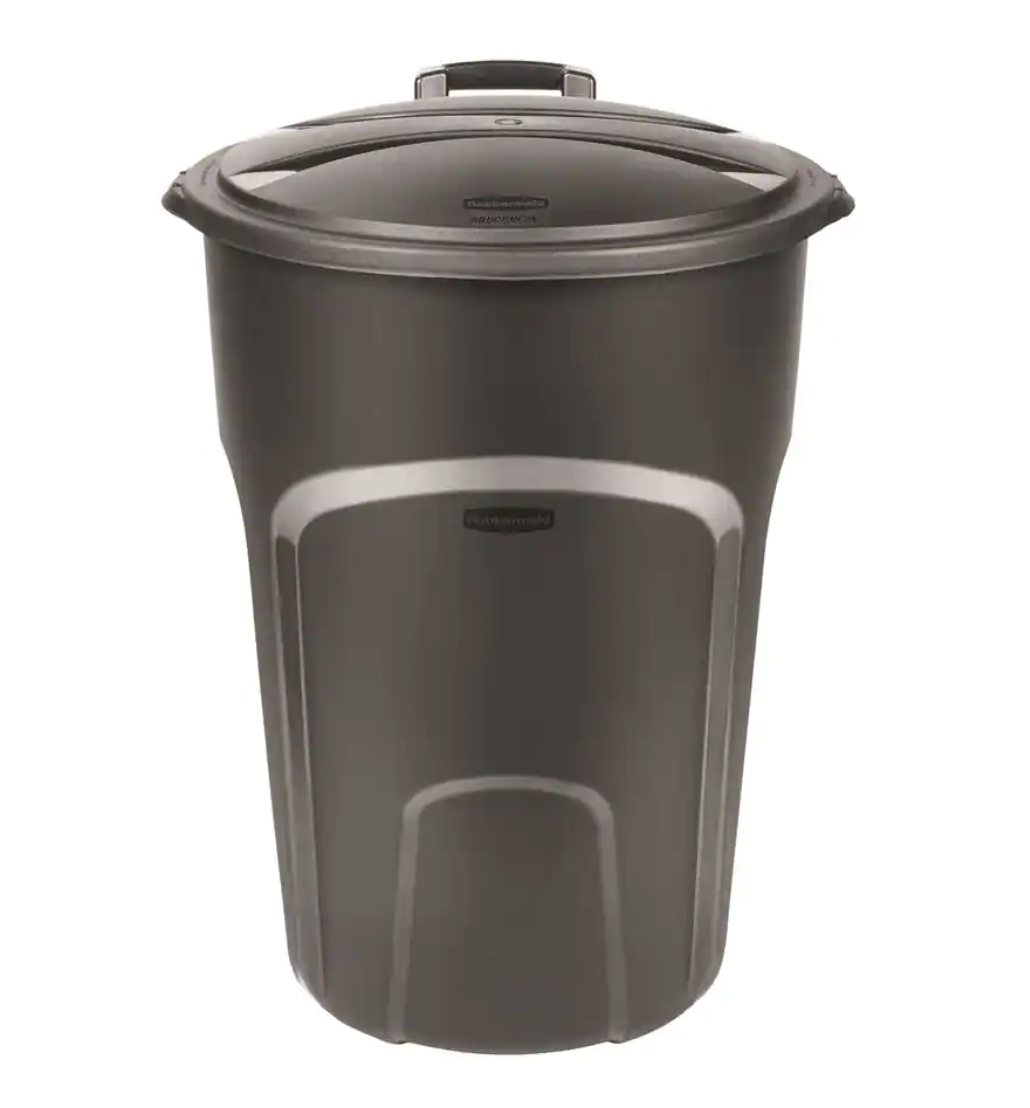Hover Image to Zoom Roughneck 32 Gal. Easy Out Wheeled Trash Can in Black with Lid