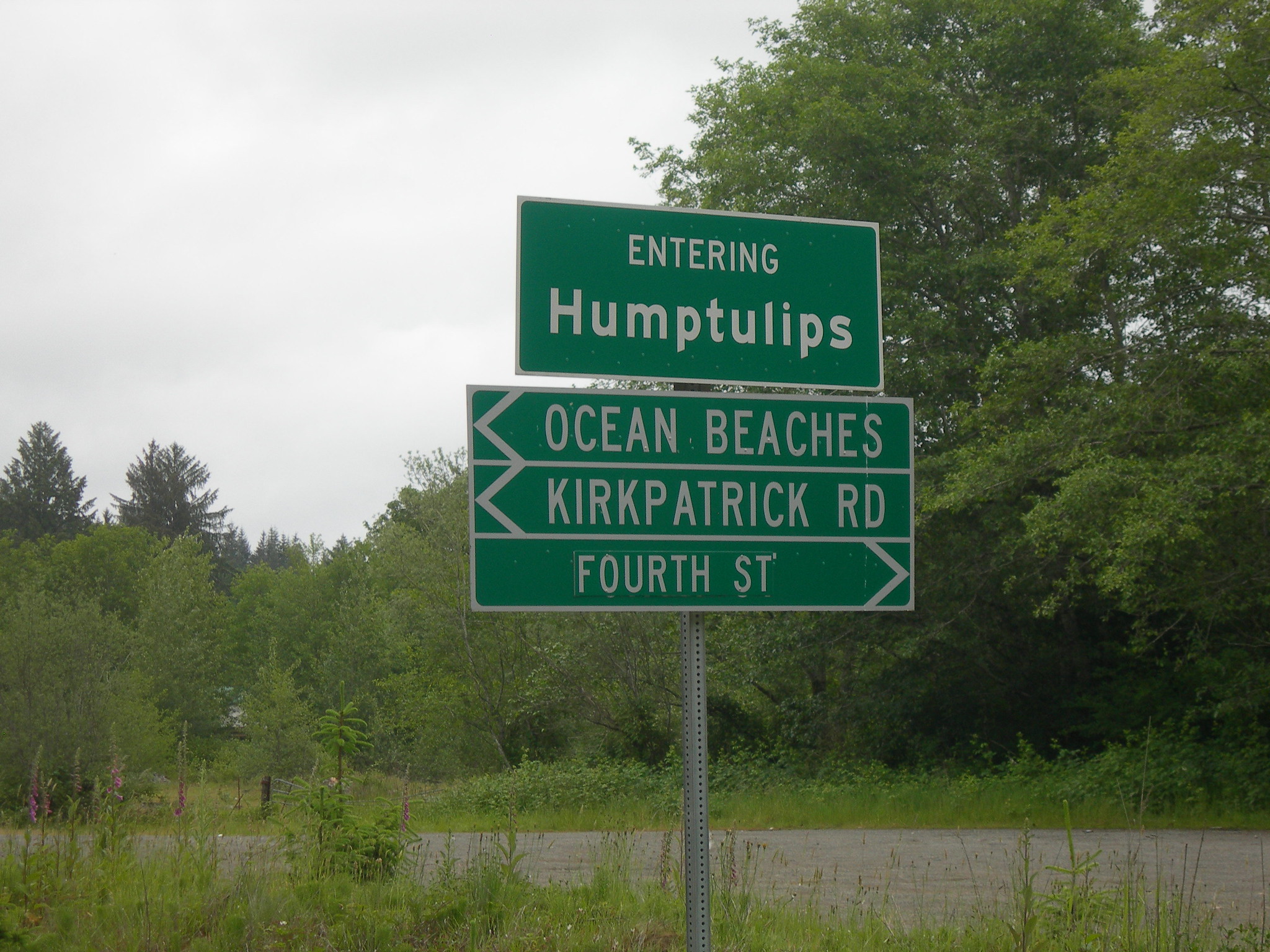 road sign for humptulips washington