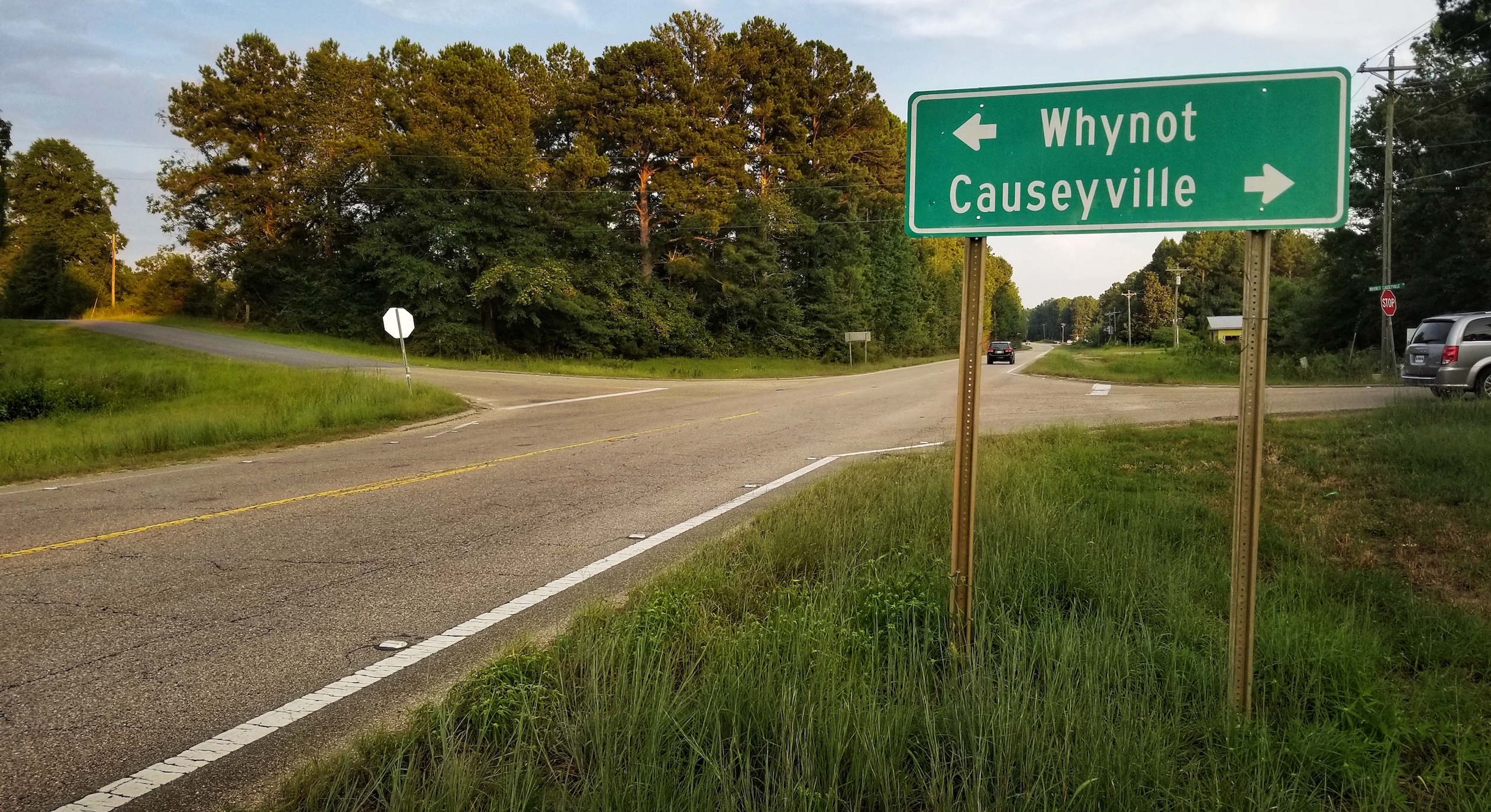 road sign for whynot mississippi