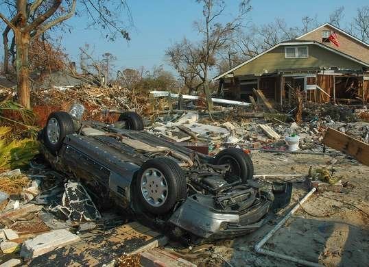 Car overturned in aftermath of hurricane katrina