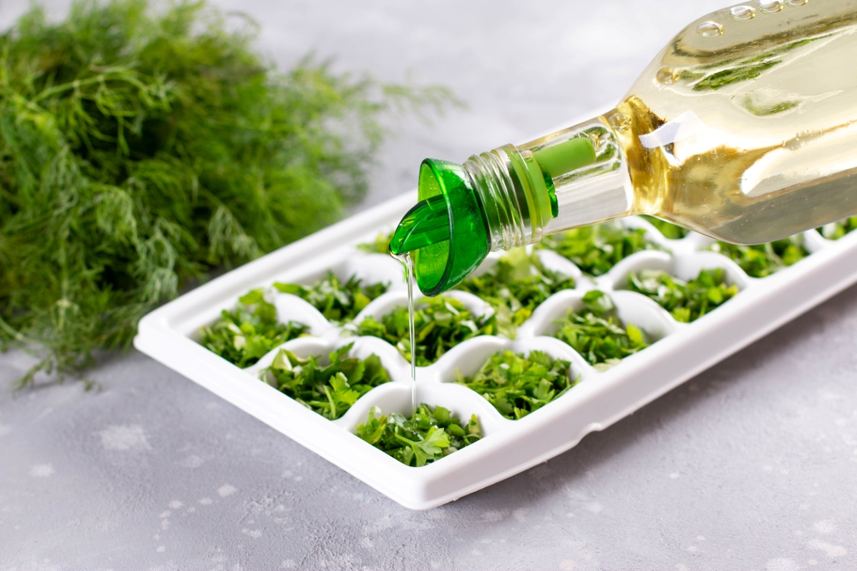 herbs in ice tray