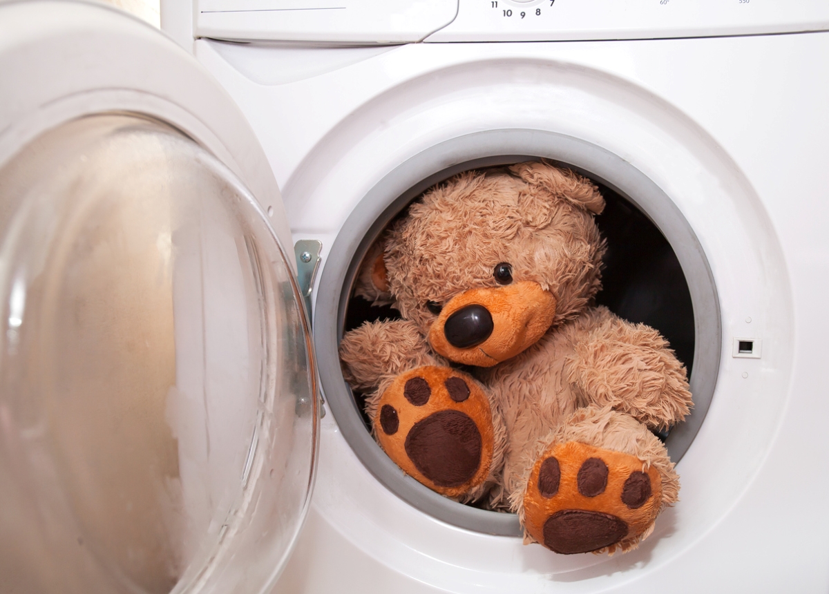Washing stuffed bear