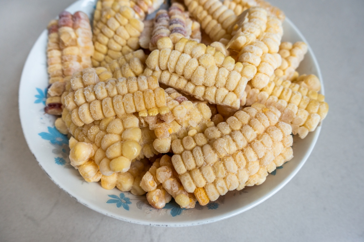 Frozen corn on plate