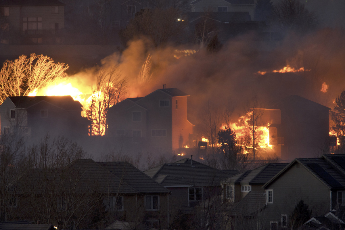 neighborhood burning from wildfire