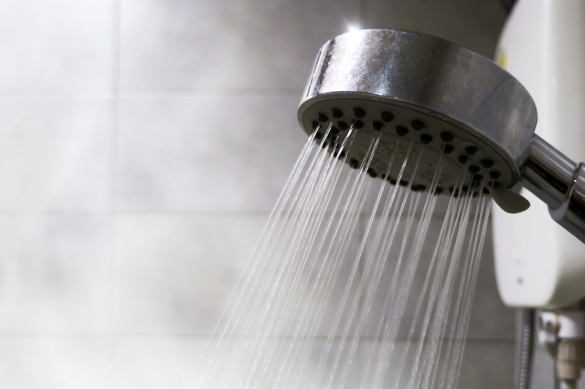 hot water coming from showerhead