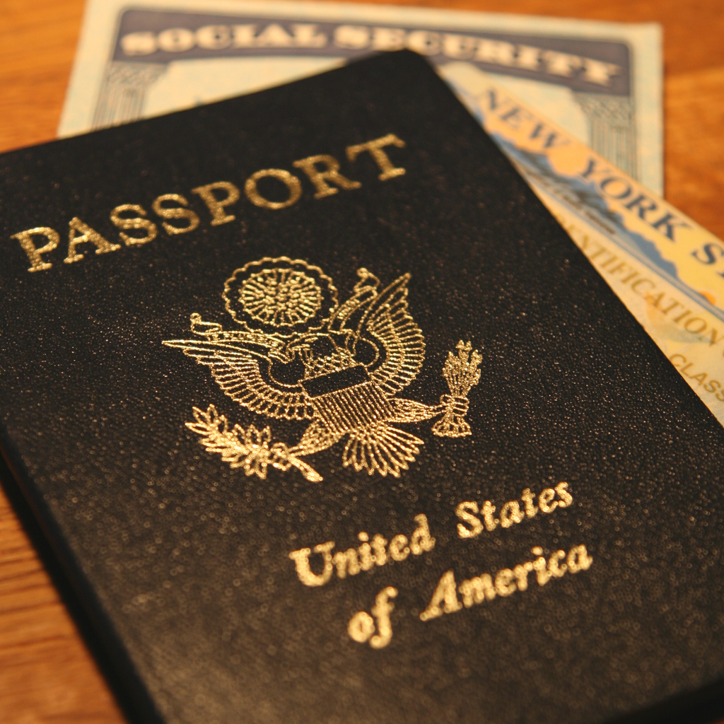 "passport, social security, new york state id card. shallow dof."