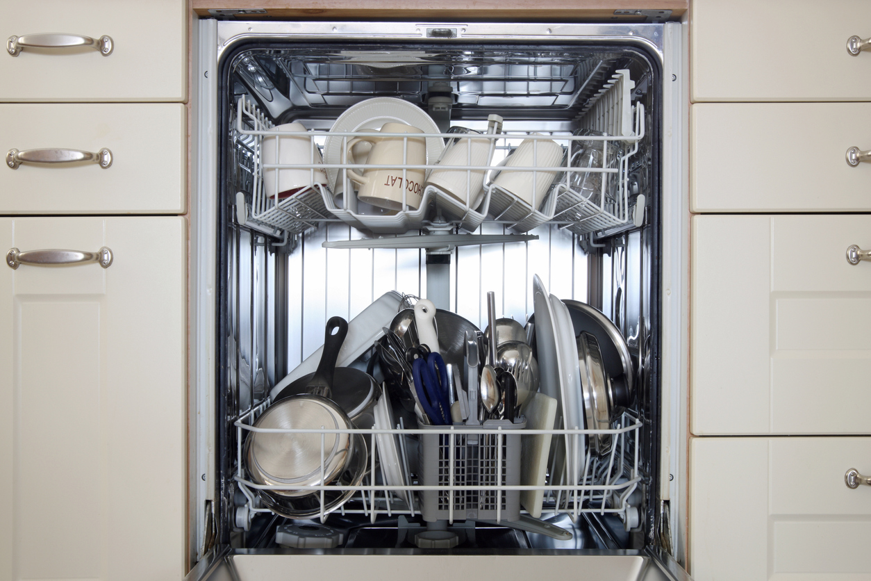full dishwasher with door open