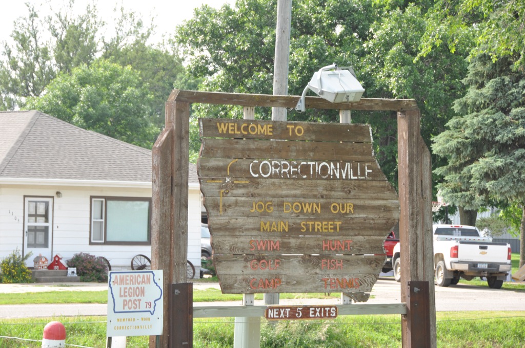 old painted wood sign for correctionville iowa