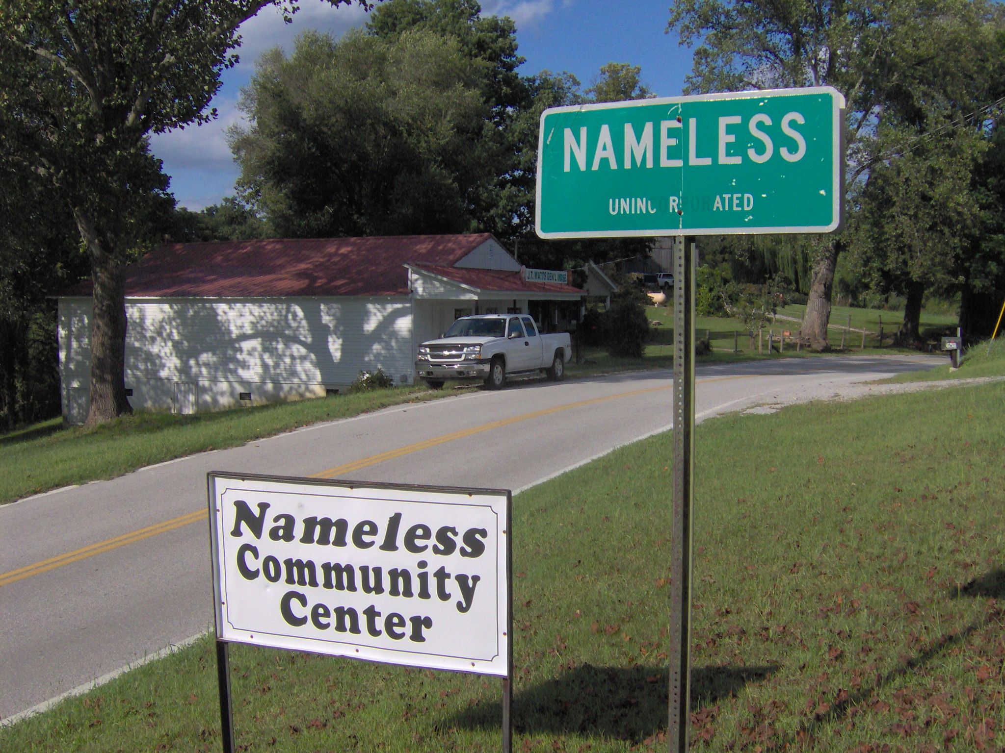 road sign for nameless tennessee