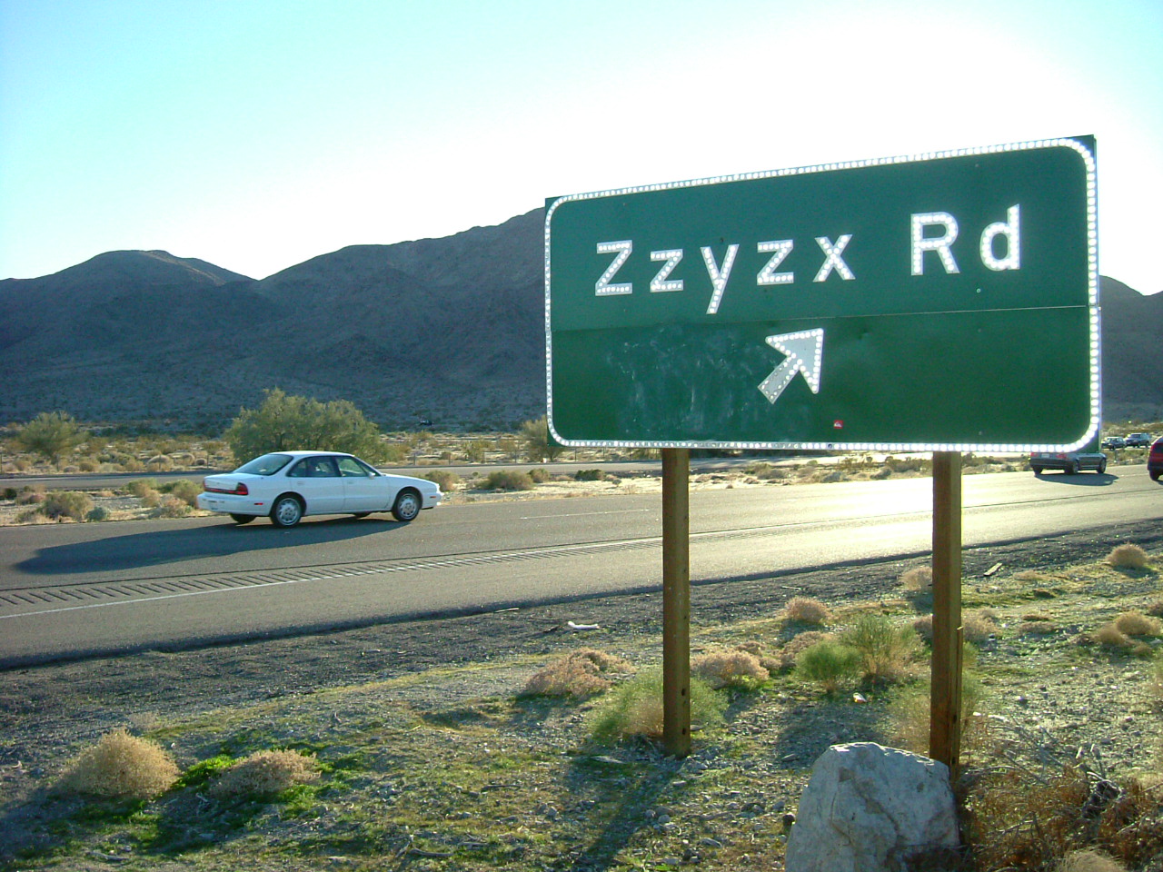 road sign for zzyzx california