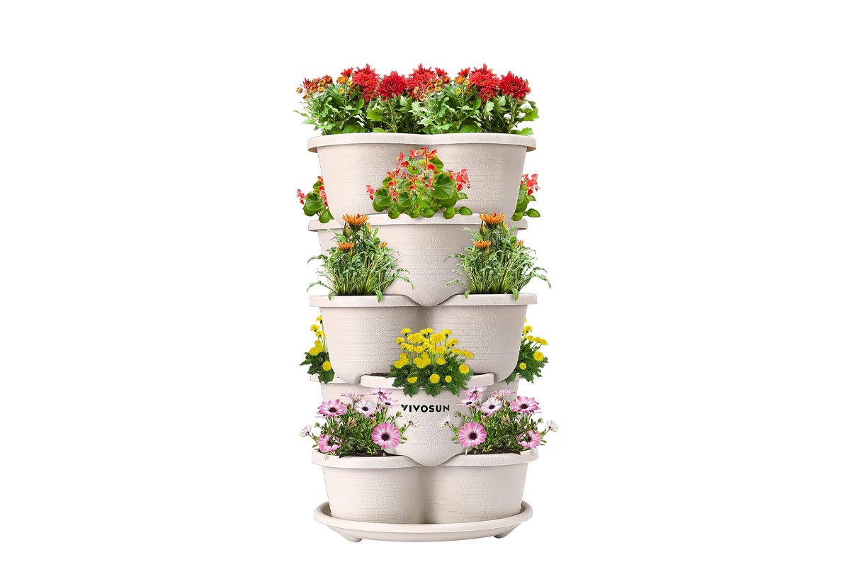 Best Planters for Small Balconies Option Vivosun 5 Tier Vertical Gardening Stackable Planter