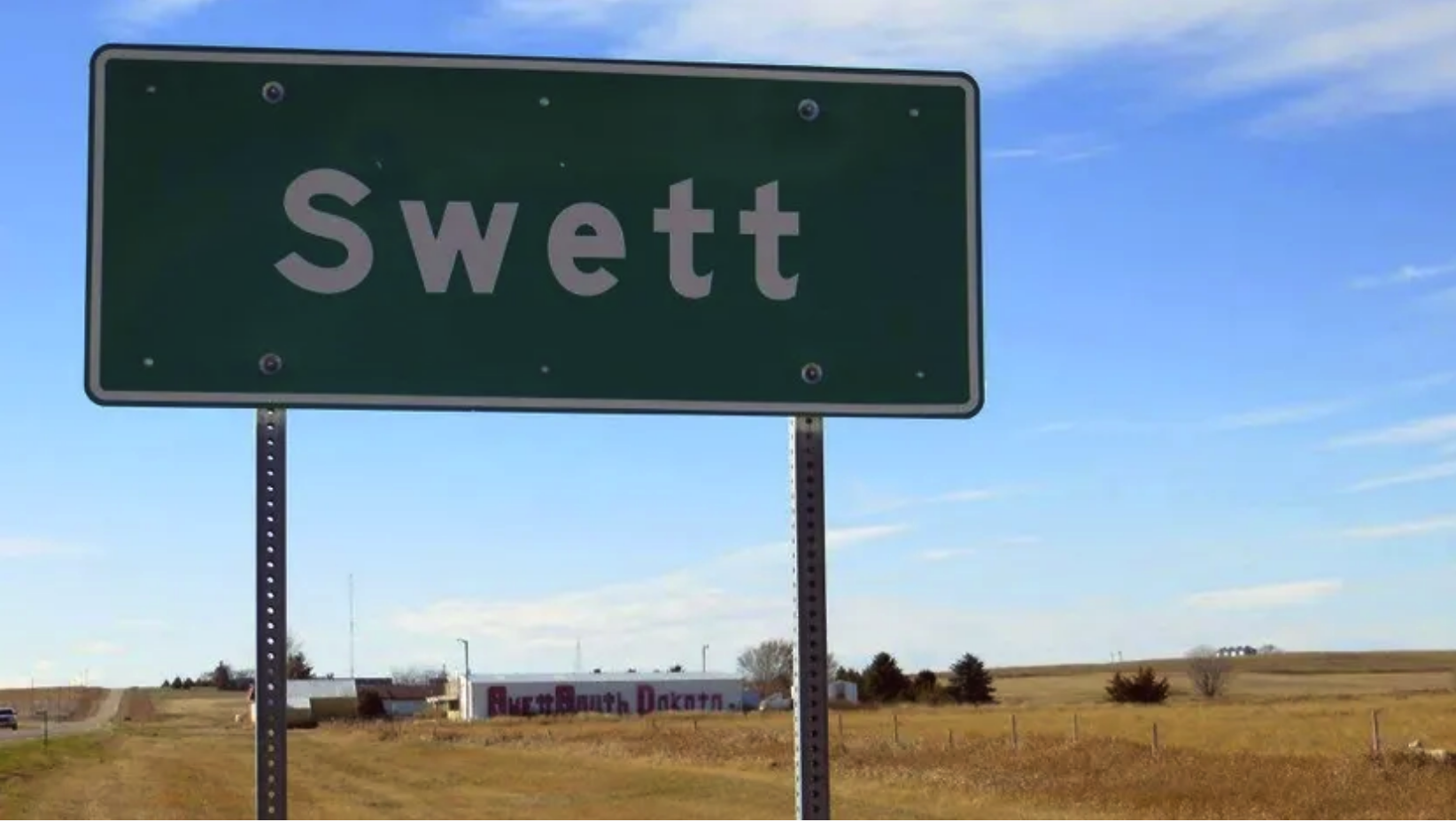 road sign for Swett South Dakota