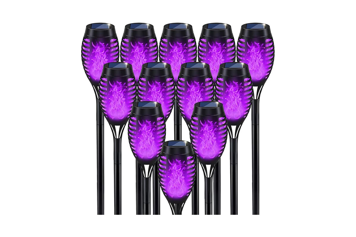 The Best Outdoor Halloween Decoration Option IkeeRuic Purple Halloween Flame Torches