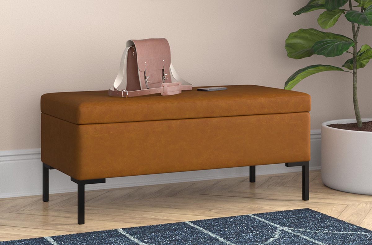 The Best Storage Ottoman Option Brionna Faux Leather Upholstered Storage Bench