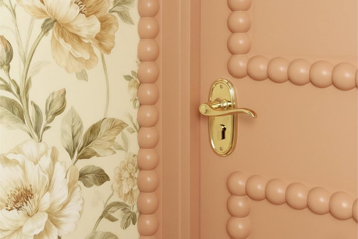 Large bead accent along the wall and door trims.
