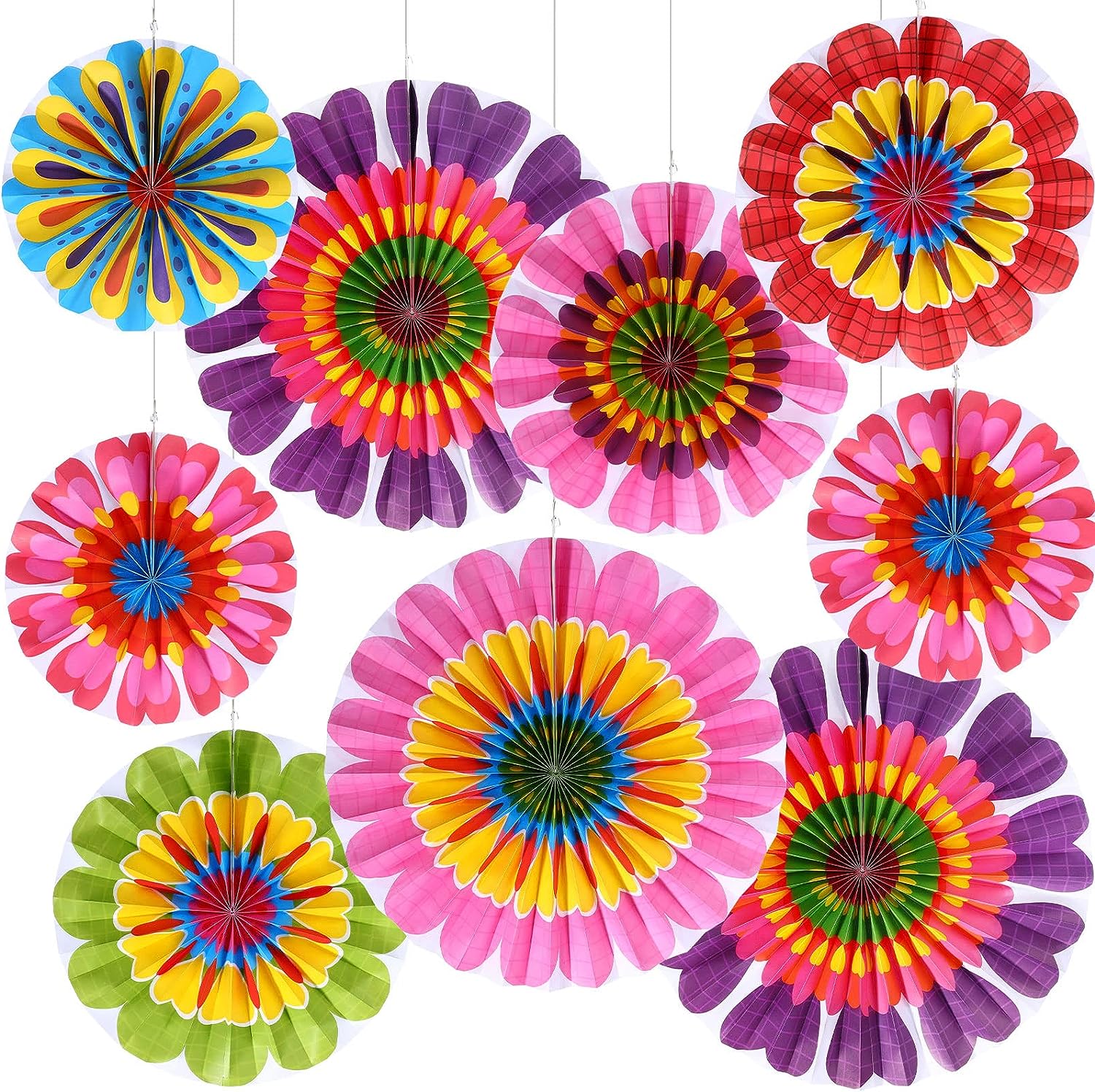 colorful-paper-flower-fans-hanging-decorations