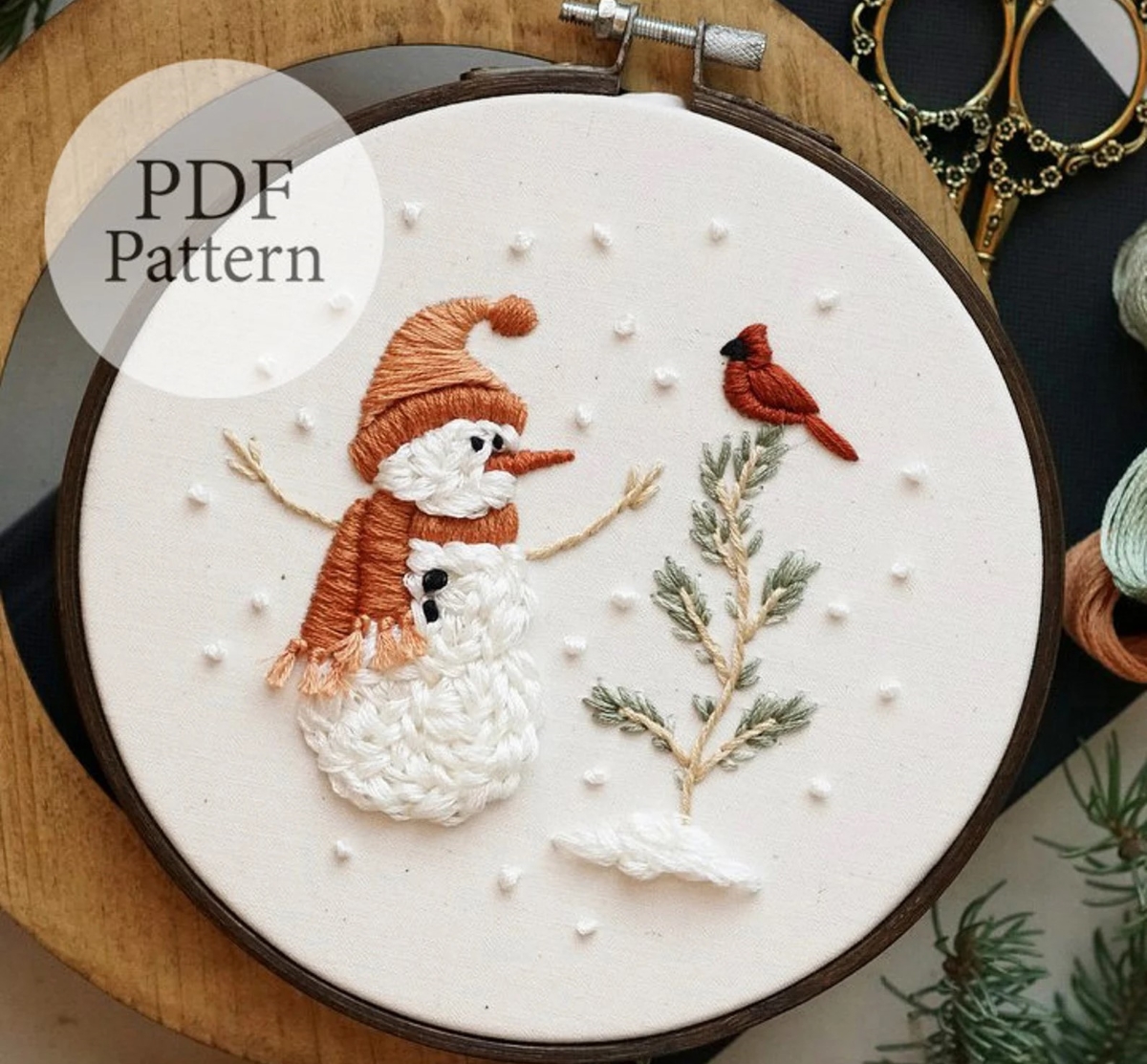 Snowman embroidery