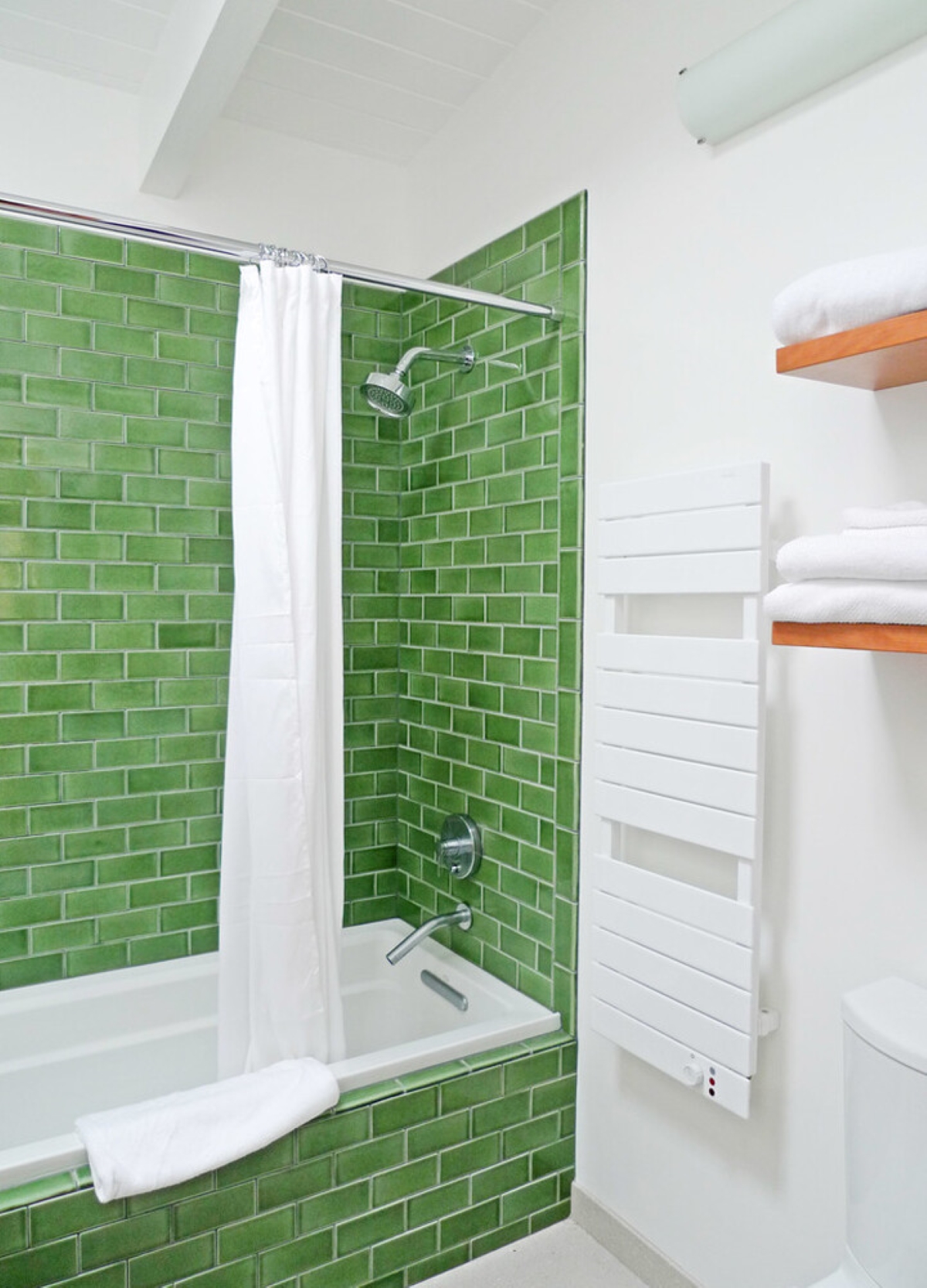 Vintage green tiled bathroom