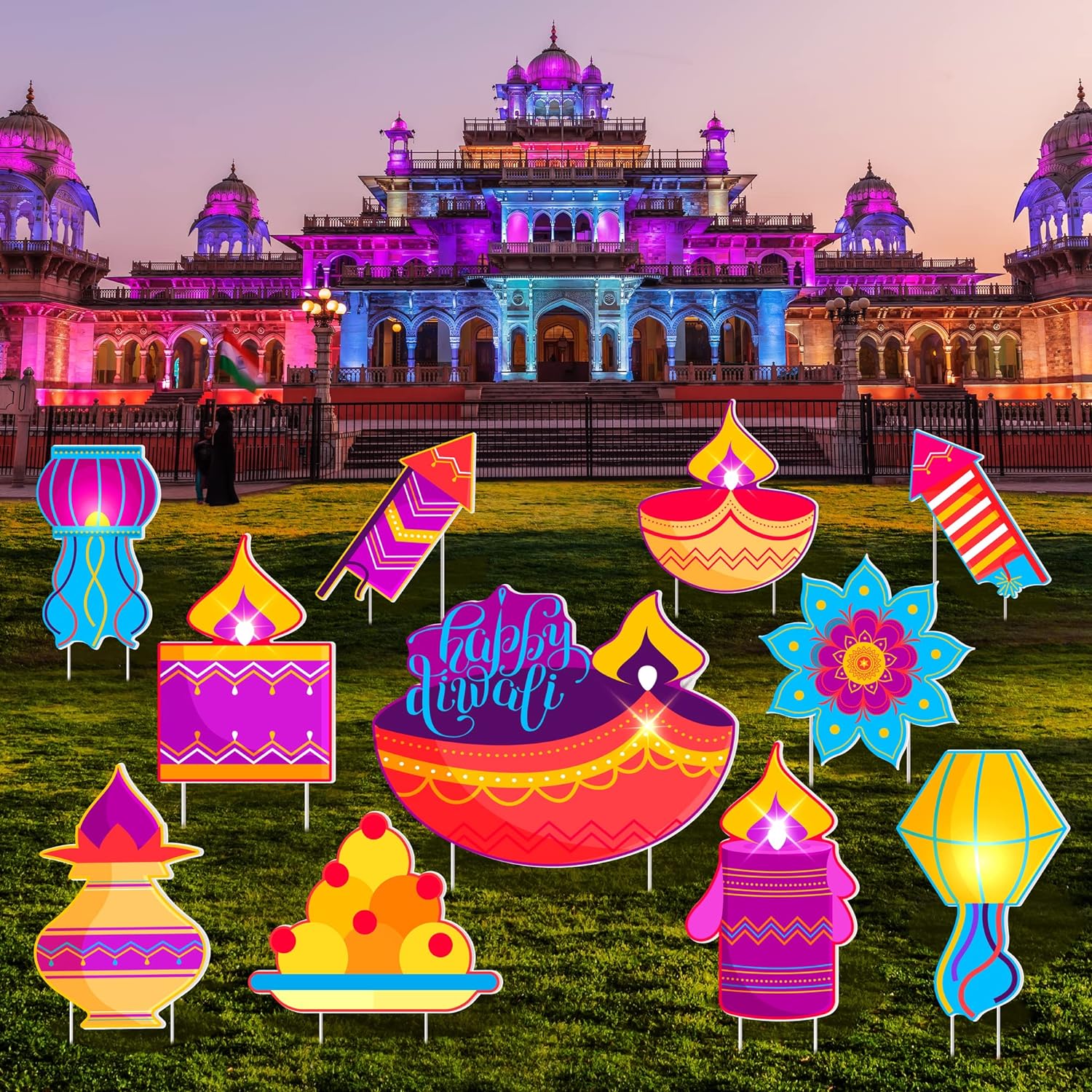 colorful happy-diwali-yard-sign-decorations