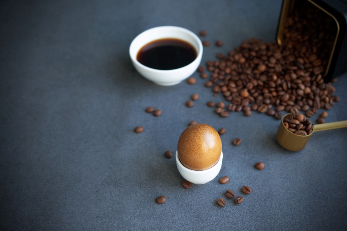 Egg dyed with coffee