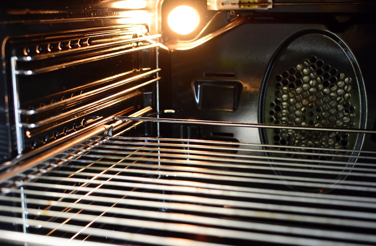view inside oven with drying rack