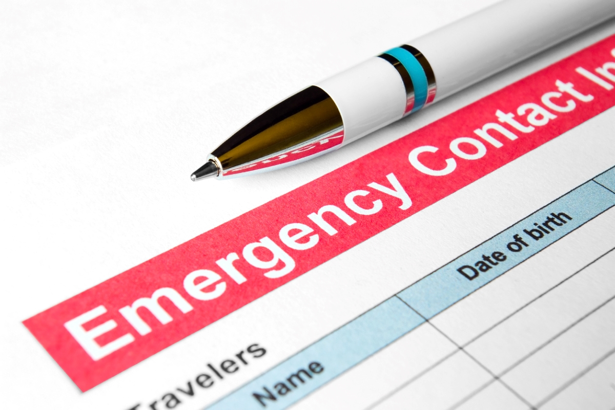 Pen with emergency contact form