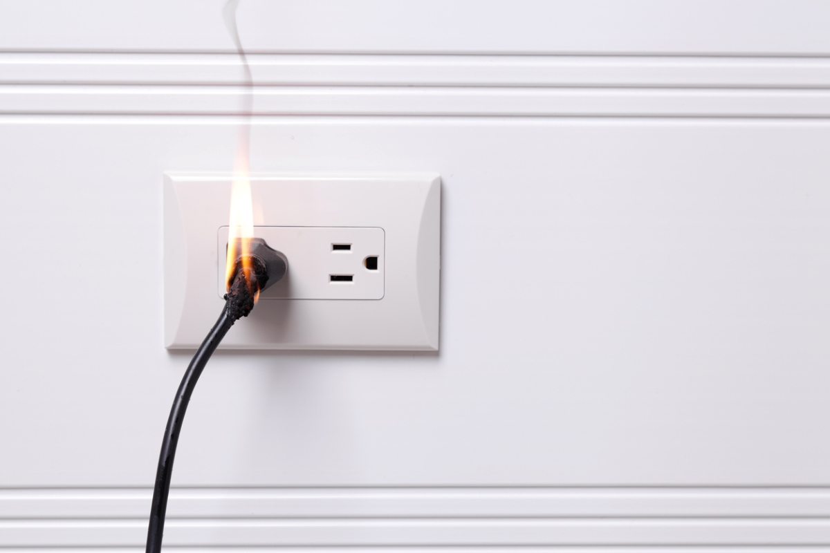 Electrical plug starting fire