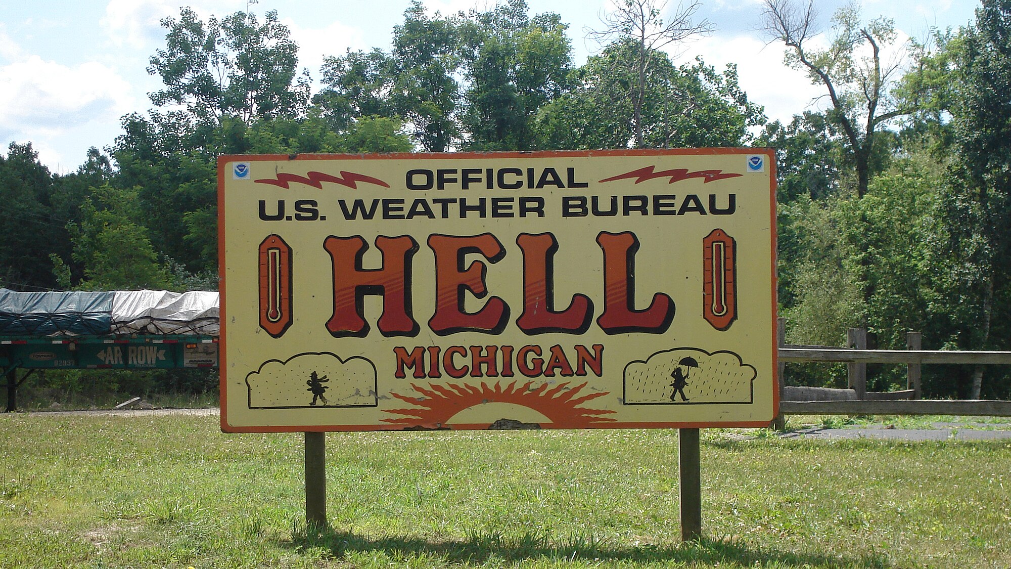 billboard in Hell, Michigan