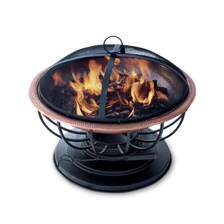 Plow u0026 Hearth Hammered Copper Fire Pit With Lid