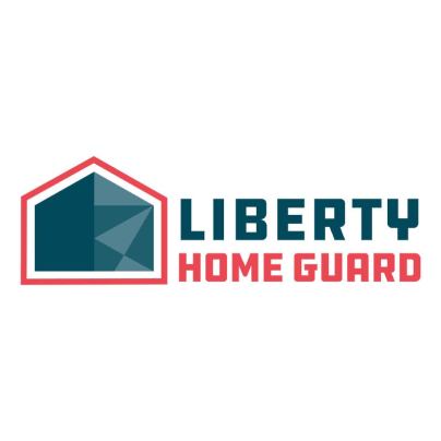 The words 'Liberty Home Guard' appear on a white background with the company's logo, the outline of a blue house with a red outline.
